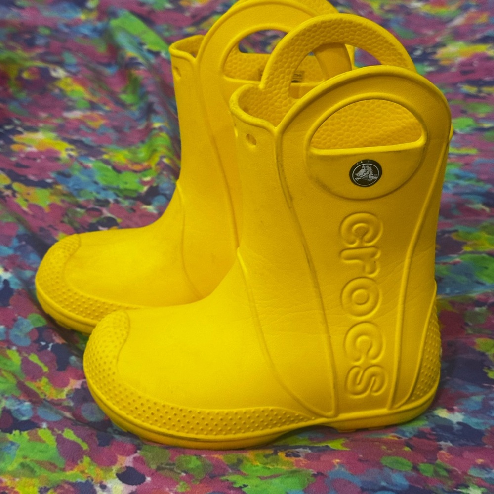 CROCS Yellow Rain & Snow Boots with Non-Slip Sole